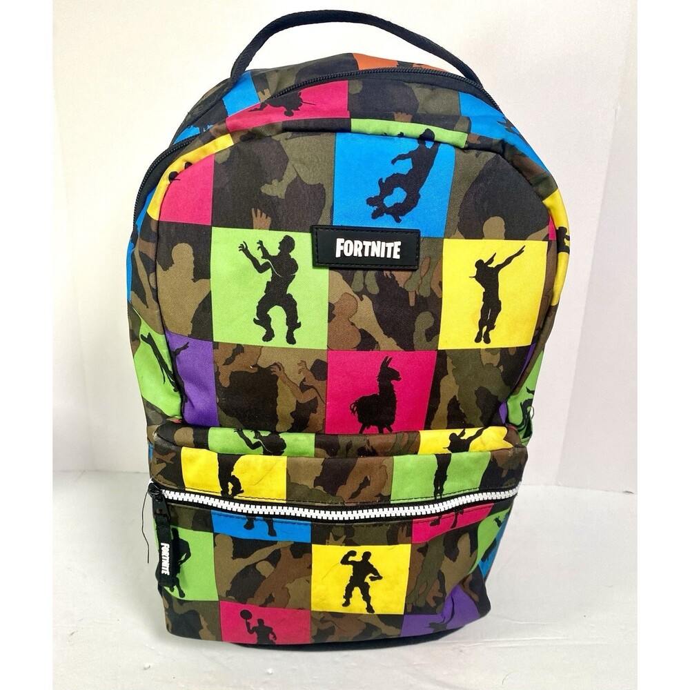 Fortnite Backpack Camouflage Multicolor Front Zip Pocket Adjustable Straps